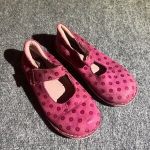 Kid Express Girls Mary Jane Shoes Size 30 Pink Polka Dot Leather Hook Loop